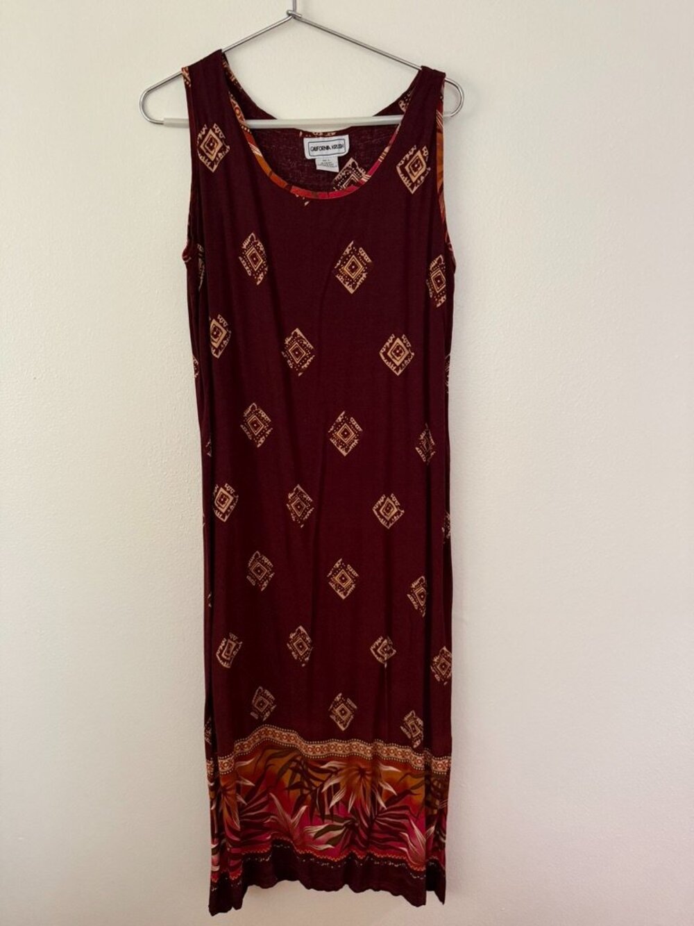 Vintage California Krush Burgundy Maxi Dress Size Large